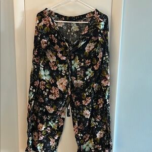 New Look Black and Pink Floral Jumpsuit